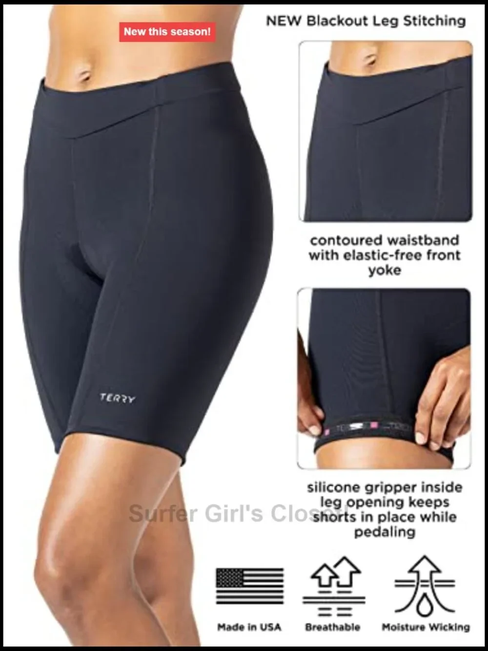 Padded Cycling Bike Shorts for Women 8.5 Inseam Silicone Leg Gripper
